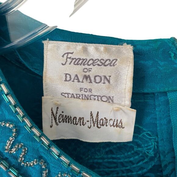 Vintage Francesca of Damon Starington Neiman Marcus Silk Sequin Beaded Dress - Picture 3 of 10
